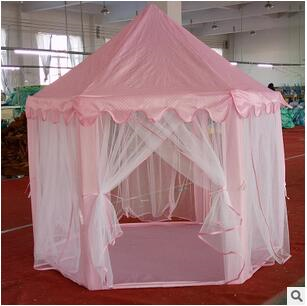 儿童室内薄纱六角帐篷 宝宝装饰游戏屋 公主游戏城堡折叠帐篷