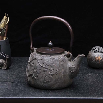 铁壶银杏功夫茶壶 中式高档养生茶壶创意礼品泡茶壶批发