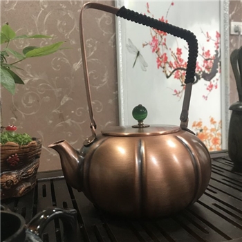 金义堂 复古中式手工茶壶 烧开水养生泡茶铜壶南瓜高档功夫铜茶壶