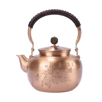 茶具茶壶花开富贵铸铜壶1.2L无铅安全饮水铜壶